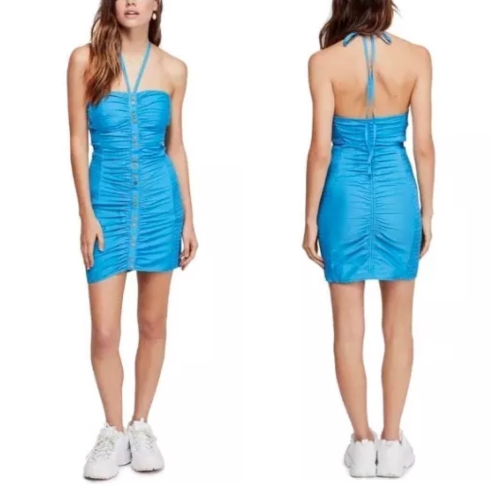 NEW Free People Hold On Mini Dress Ruched Smocked